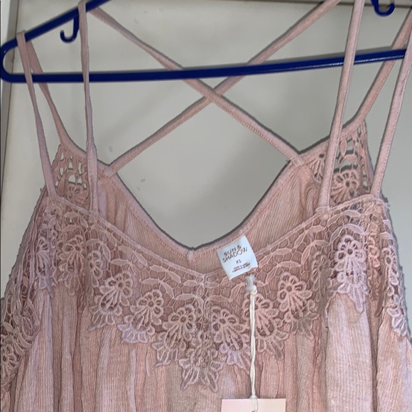 NWT Sun & Shadow Pink Off Shoulder Lace Top XS - Picture 3 of 3